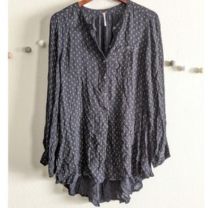 Free People Black Flowy Popover Blouse